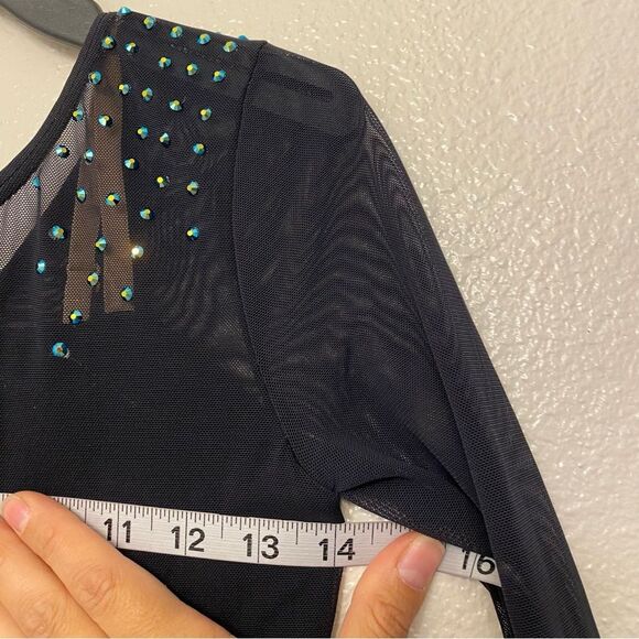 WEISSMAN Dance Costume unitard mesh catsuit jumpsuit black Dark Side SM13021 SA - Picture 8 of 15